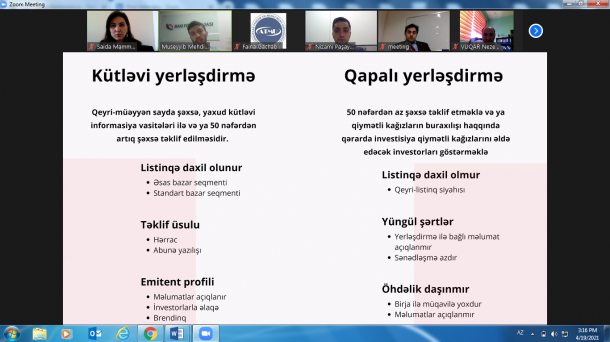 ATMU-da “Bakı Fond Birjasına virtual səyahət” mövzusunda tədbir baş tutdu 
